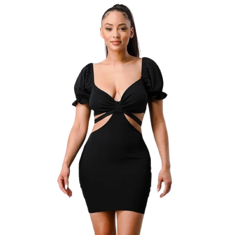 Shop Smart, Save Big!Lux Side Cutout W/ Back Tie Detail Bodycon Dress