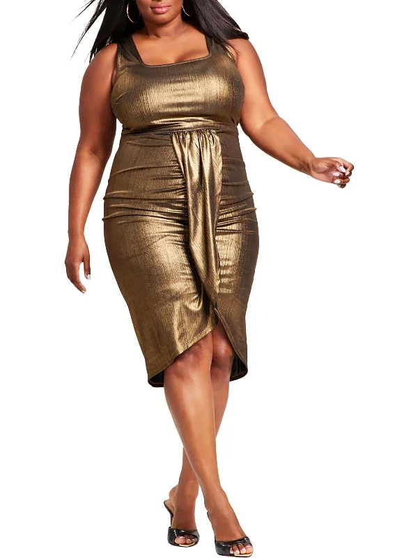Flash Deals – Act Quickly!Plus Womens Metallic Bodycon Dress