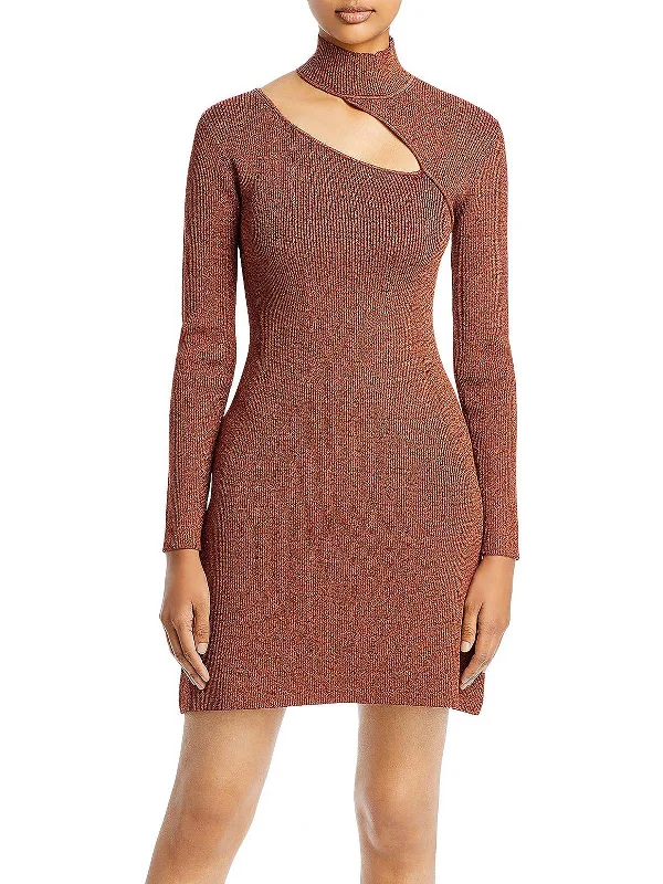 Shop Early, Save Big!Womens Ribbed Mockneck Mini Bodycon Dress