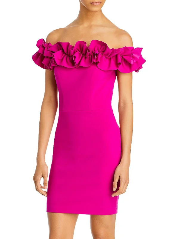 Shop the Hottest Deals!Womens Ruffled Above Knee Bodycon Dress