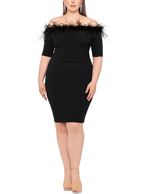 Enjoy Huge Discounts Now!Plus Womens Embellished Knee Length Bodycon Dress