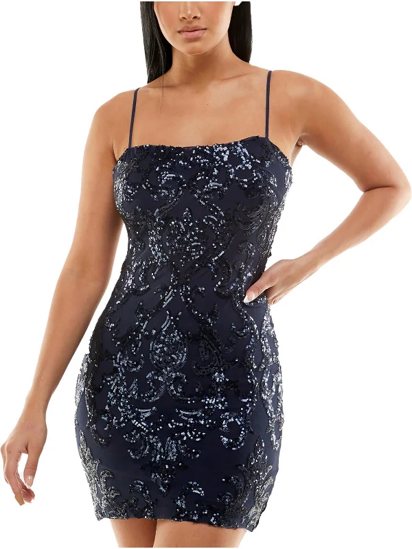 New Discounts Just Dropped!Juniors Womens Sequined Mini Bodycon Dress