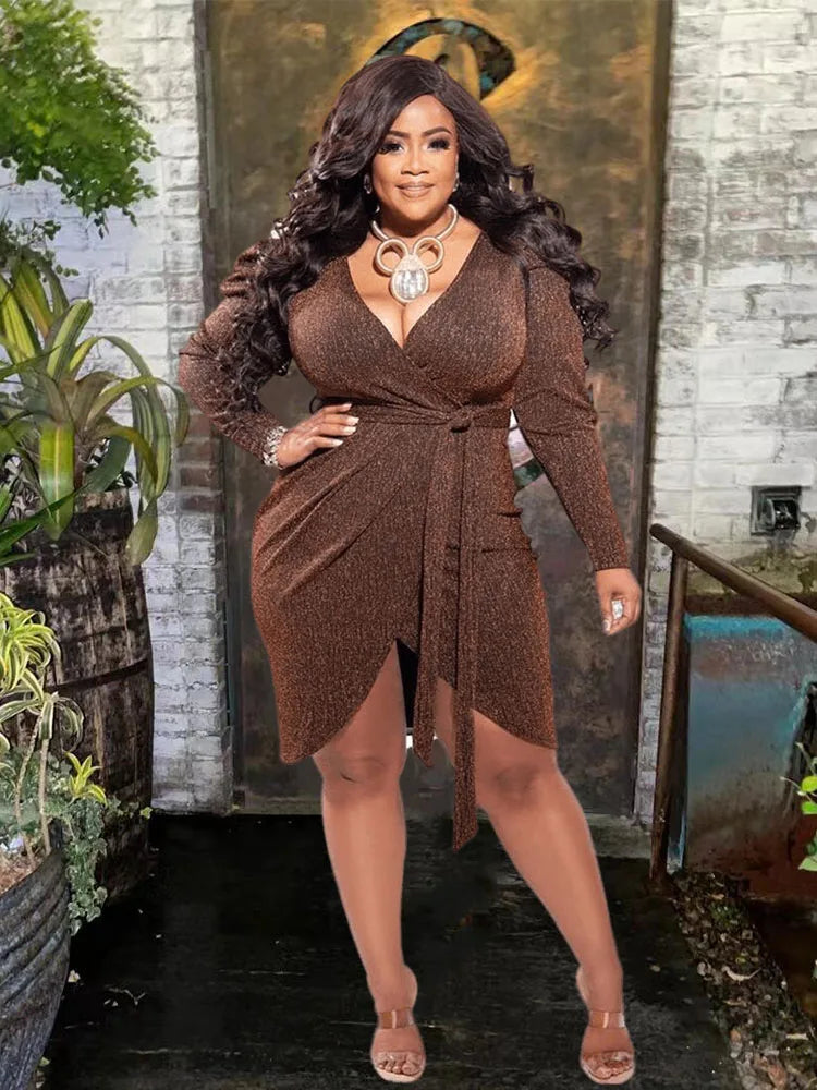 Hurry, Sale Ends Soon!Women's Sequin Bodycon 4XL Fashion Designer Short Dresses (Plus Size)