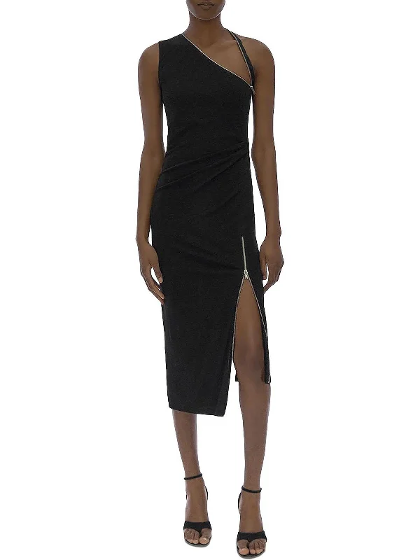 Best Offers of the Month!Womens Zipper Asymmetric Bodycon Dress