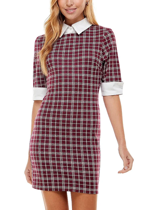 Huge Savings – Act Now!Juniors Womens Plaid Mini Bodycon Dress