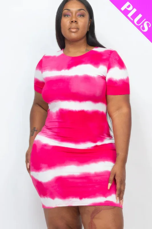 Limited-Time Price Drop!Plus Size Tie-dye Print Bodycon Dress