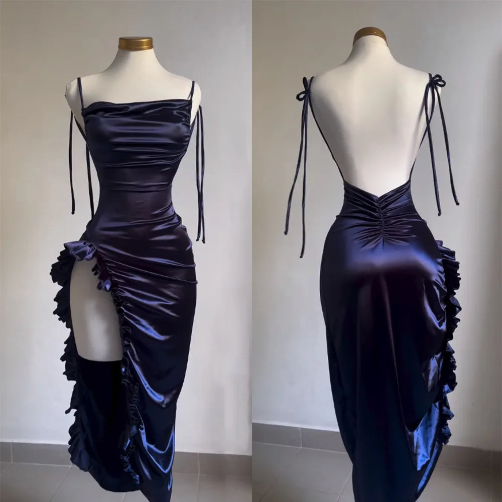 The Best Sale of the Year!Women's Ruffled Trim High Split Fashion Designer Bodycon Dresses (Midi)