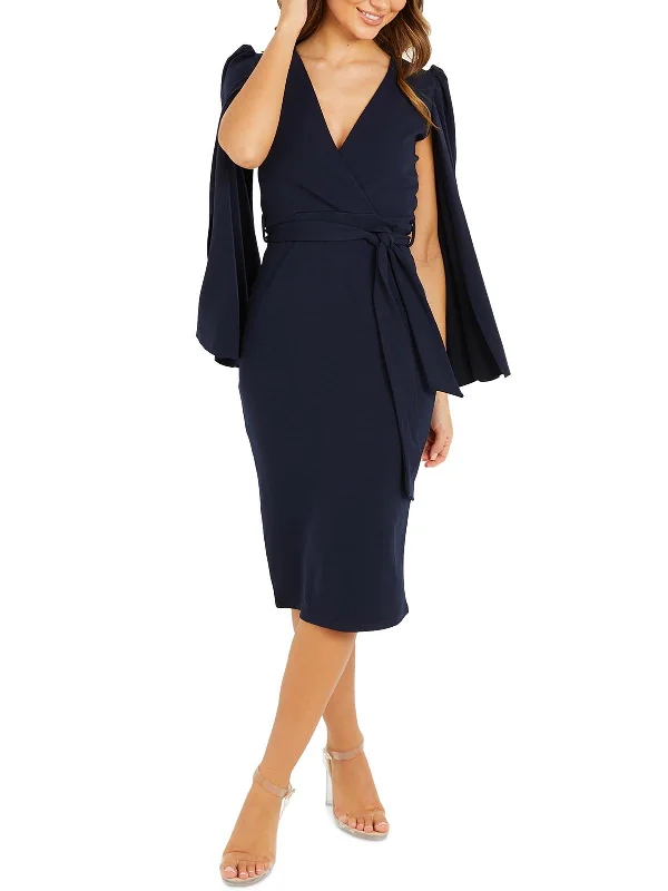 Bigger Savings, Better Shopping!Womens Surplice Solid Bodycon Dress