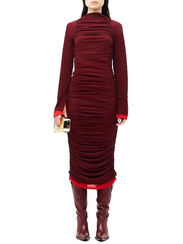 Incredible Savings Inside!Womens Ruched Contrast Bodycon Dress