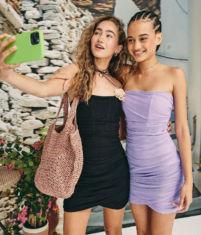 Special Offer – Act Fast!Aeropostale Solid Strapless Ruched Bodycon Dress