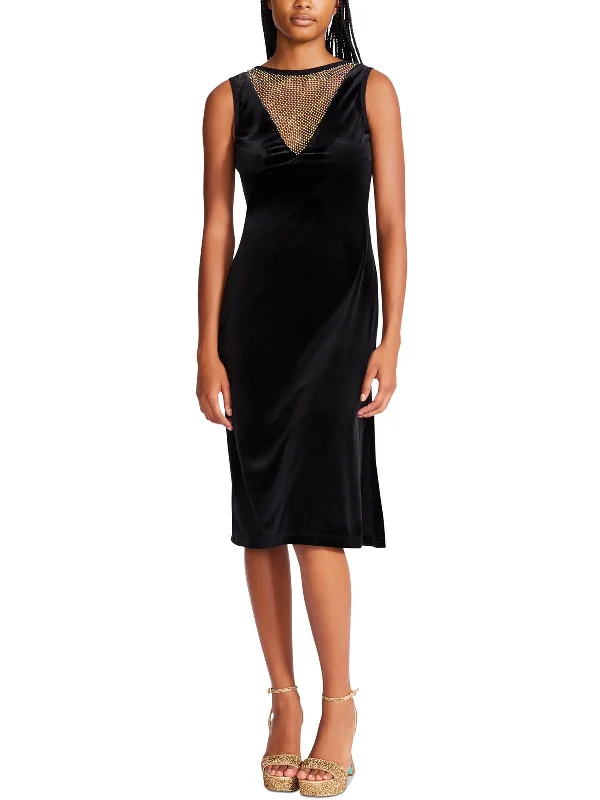 Price Drop Alert!Womens Velvet Midi Bodycon Dress