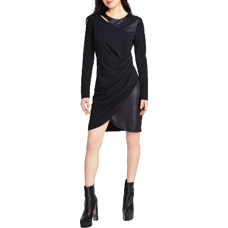 Amazing Prices You Can’t Resist!Womens Mixed Media Above Knee Bodycon Dress