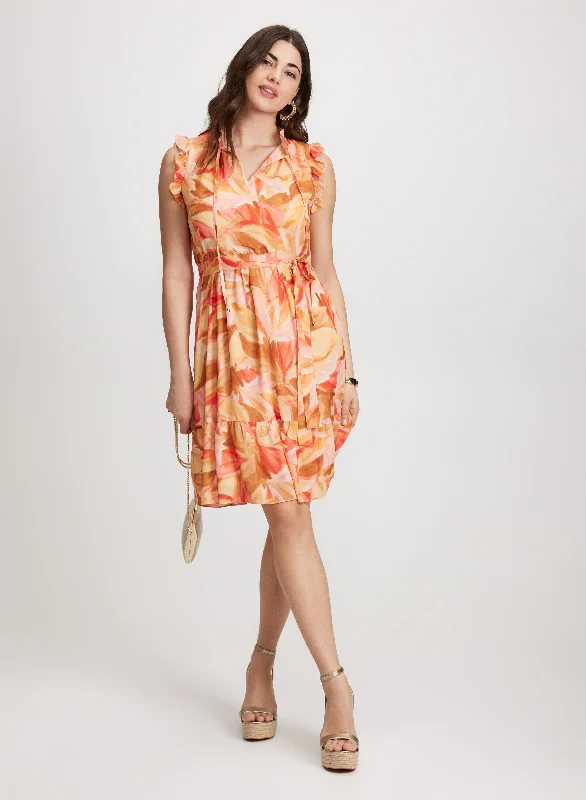 Abstract Pattern Chiffon Dress