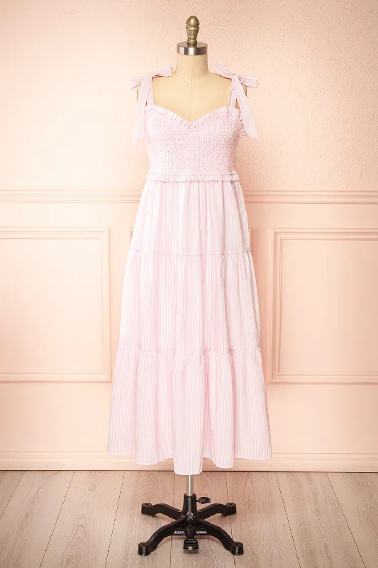 Addison | Long Pink Striped Dress