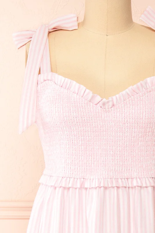 Addison | Long Pink Striped Dress