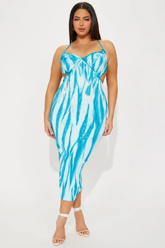 Colorant Slur Midi Dress - Turquoise