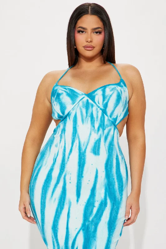 Colorant Slur Midi Dress - Turquoise