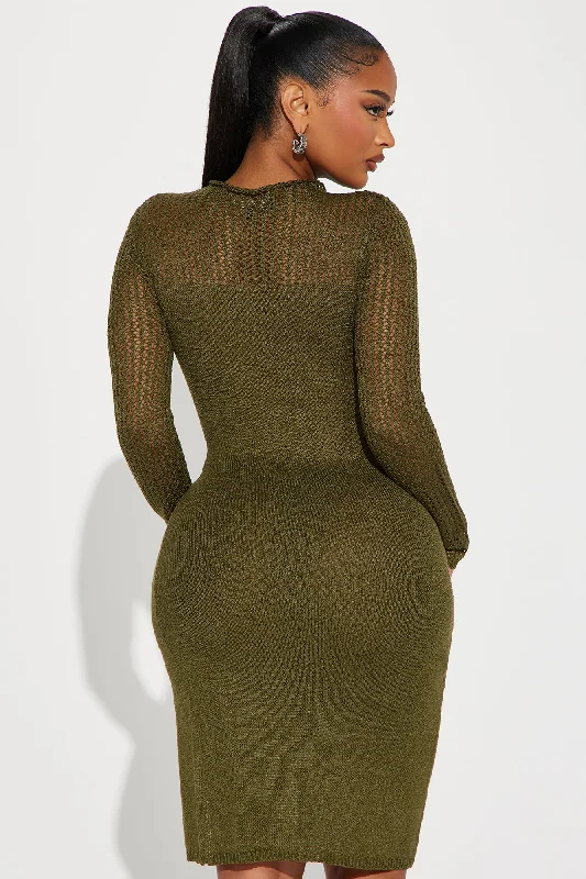 Cora Sweater Midi Dress - Olive