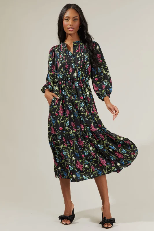 Madeline Groover Floral Midi Dress