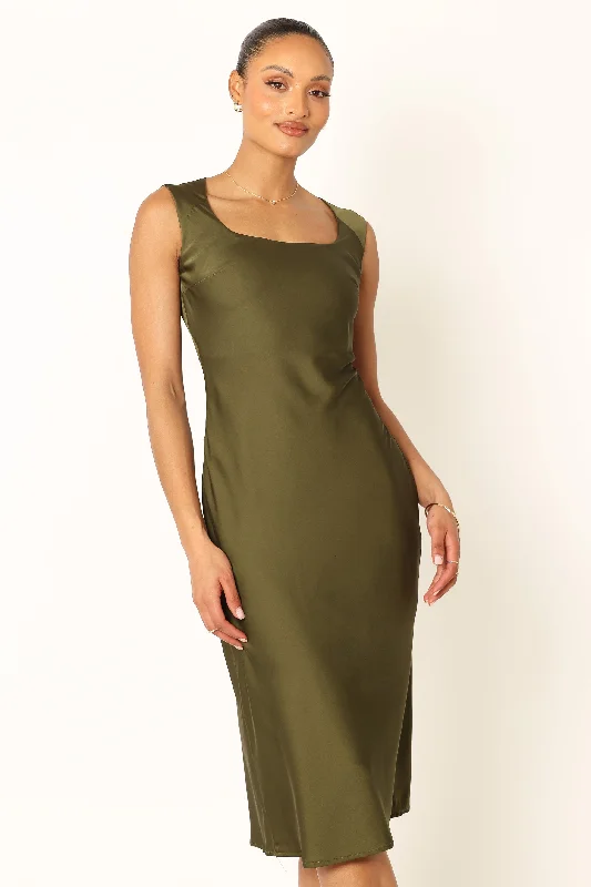 Natalia Mid Slip Dress - Olive