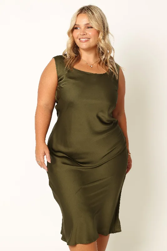 Natalia Mid Slip Dress - Olive