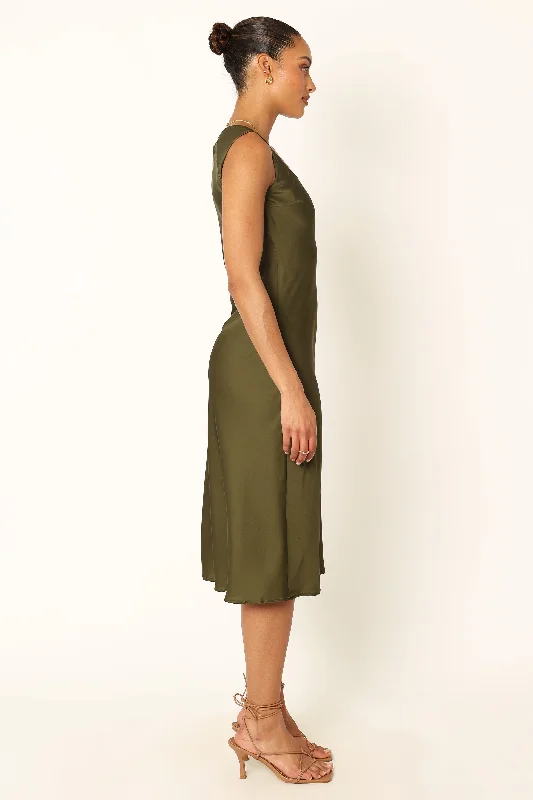 Natalia Mid Slip Dress - Olive