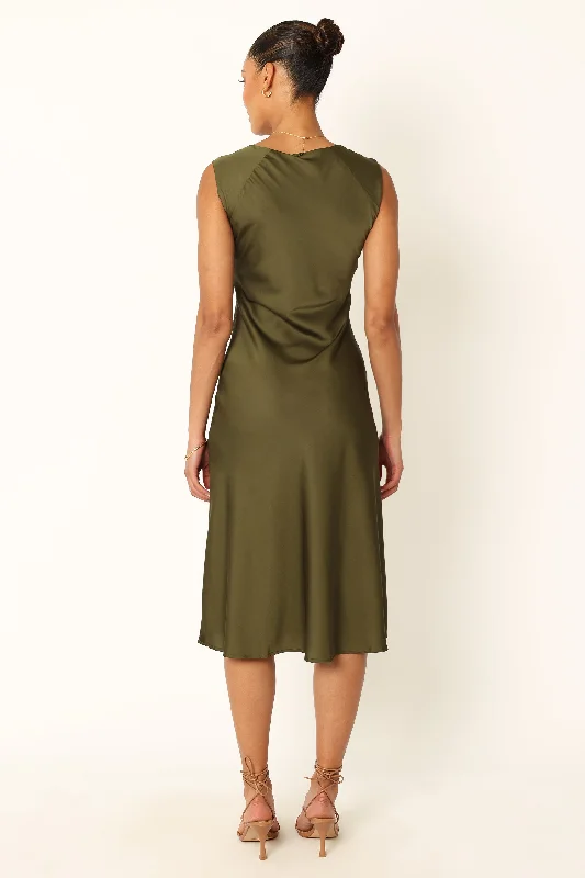 Natalia Mid Slip Dress - Olive