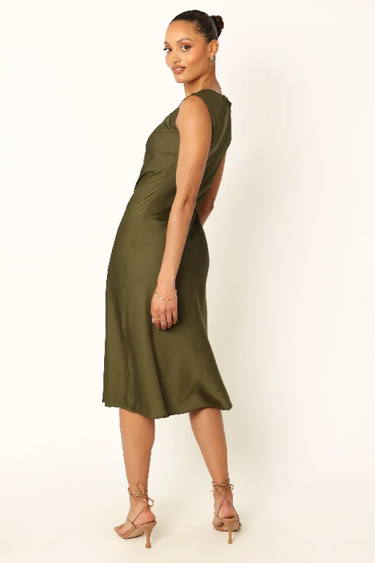 Natalia Mid Slip Dress - Olive