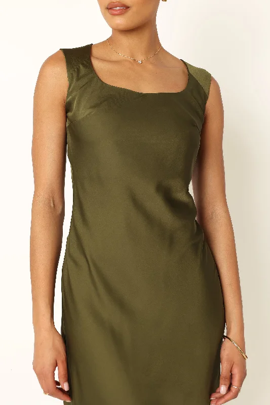 Natalia Mid Slip Dress - Olive