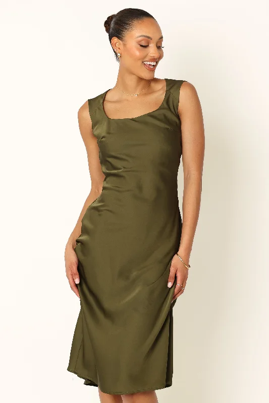 Natalia Mid Slip Dress - Olive