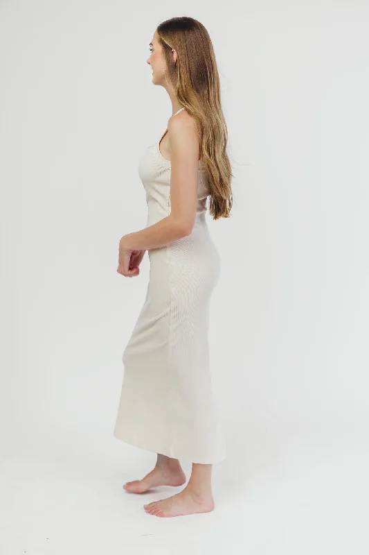 Olivia Square Neck Midi Tank Dress in Cream - Bump Friendly