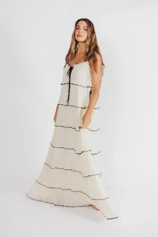 Parisian Dream Tiered Maxi Dress in Cream