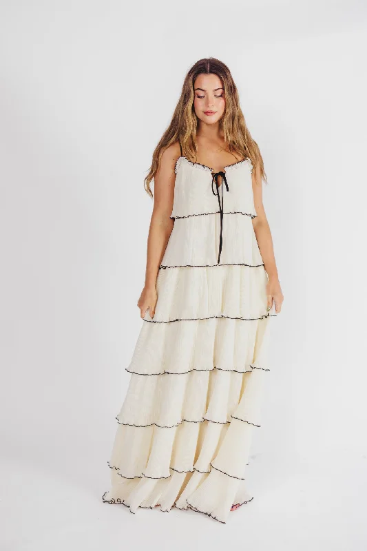 Parisian Dream Tiered Maxi Dress in Cream