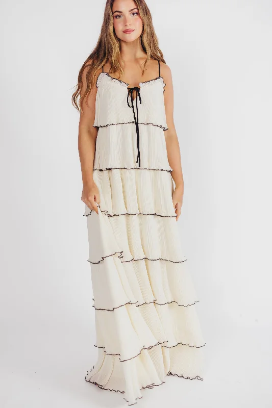 Parisian Dream Tiered Maxi Dress in Cream