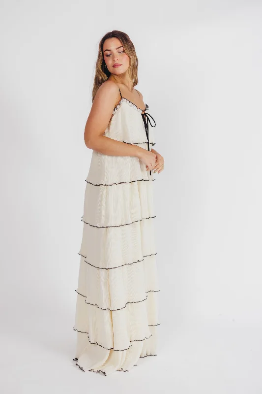 Parisian Dream Tiered Maxi Dress in Cream