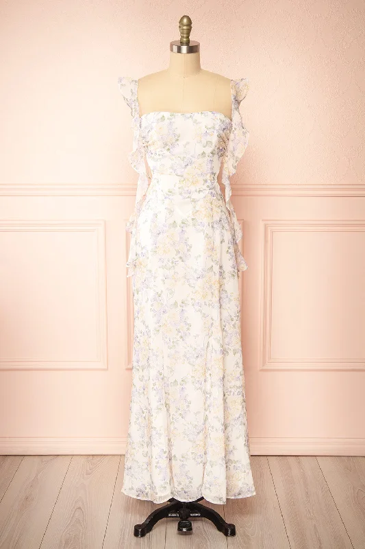 Veronica | Floral Maxi Dress w/ Open Back