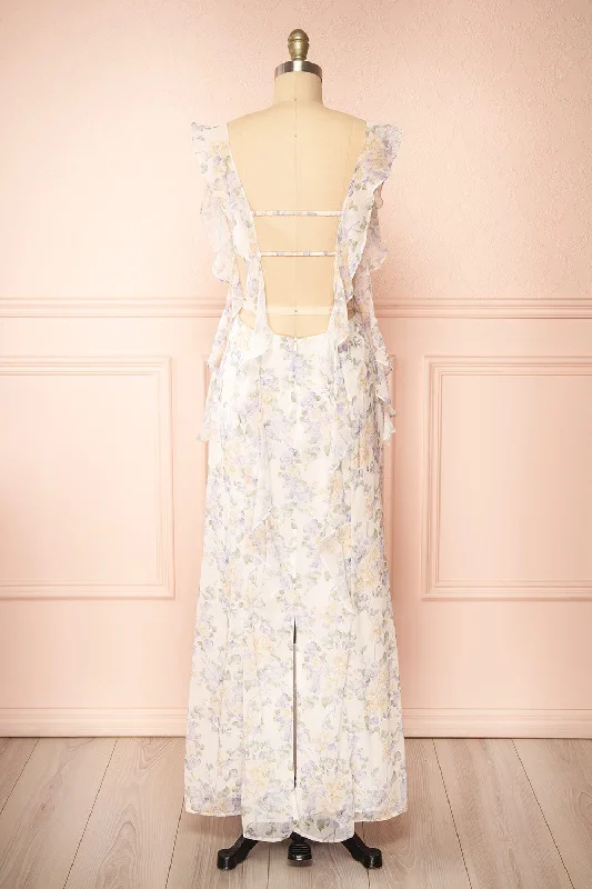 Veronica | Floral Maxi Dress w/ Open Back