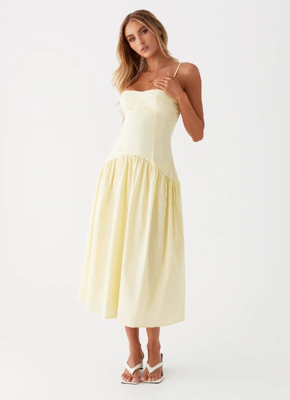 Yvette Corset Midi Dress - Yellow