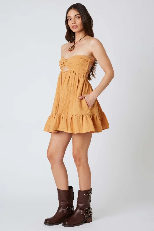 Argie Mustard Strapless Romper