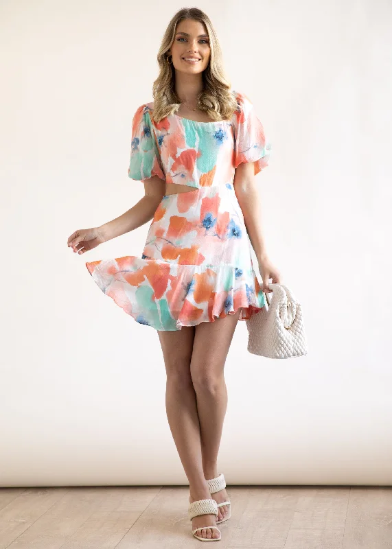 Bahari Dress - Orange Watercolour