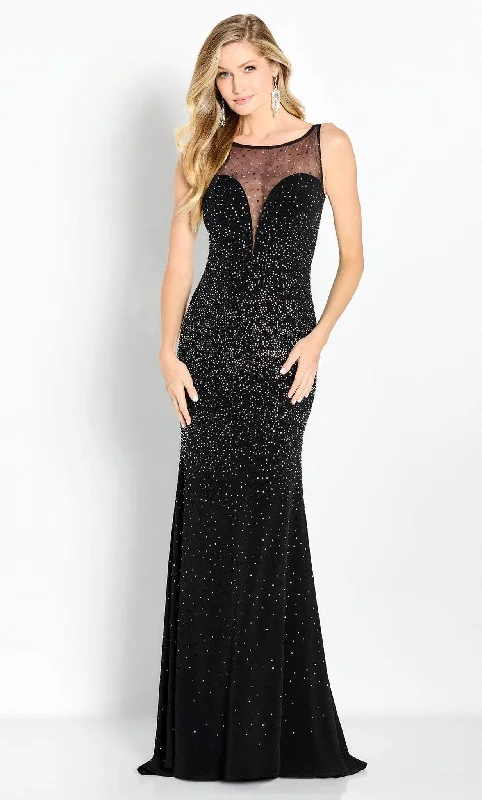 Cameron Blake CB757 - Beaded Illusion Bateau Evening Gown