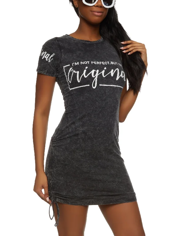 Original Graphic Ruched T Shirt Dress