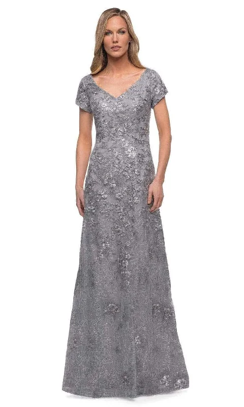 La Femme - 29291 V Neck Embroidered Modest Dress