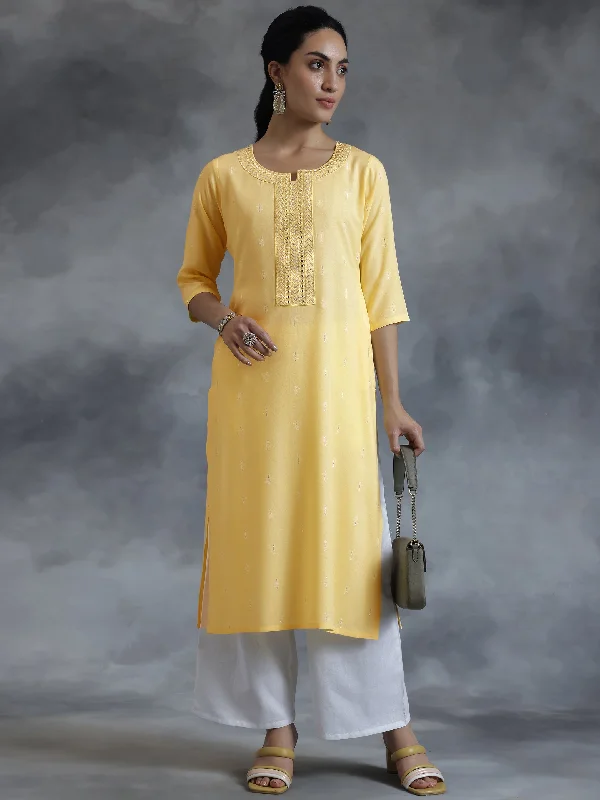 Lemon  Cotton Straight Kurta