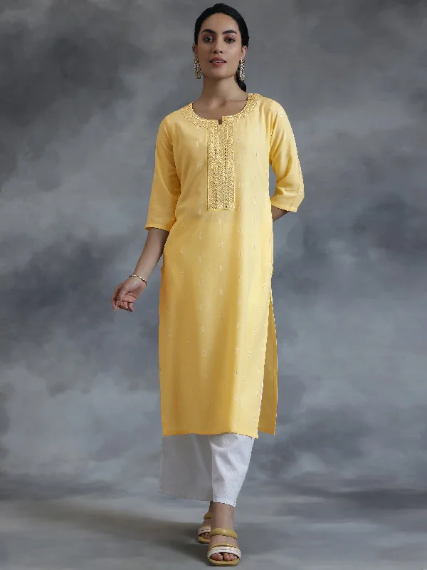 Lemon  Cotton Straight Kurta