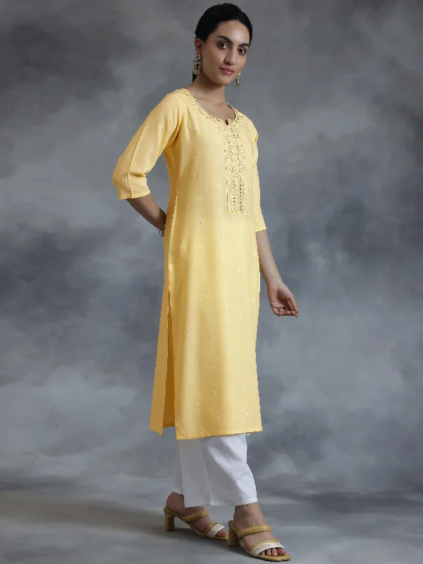 Lemon  Cotton Straight Kurta