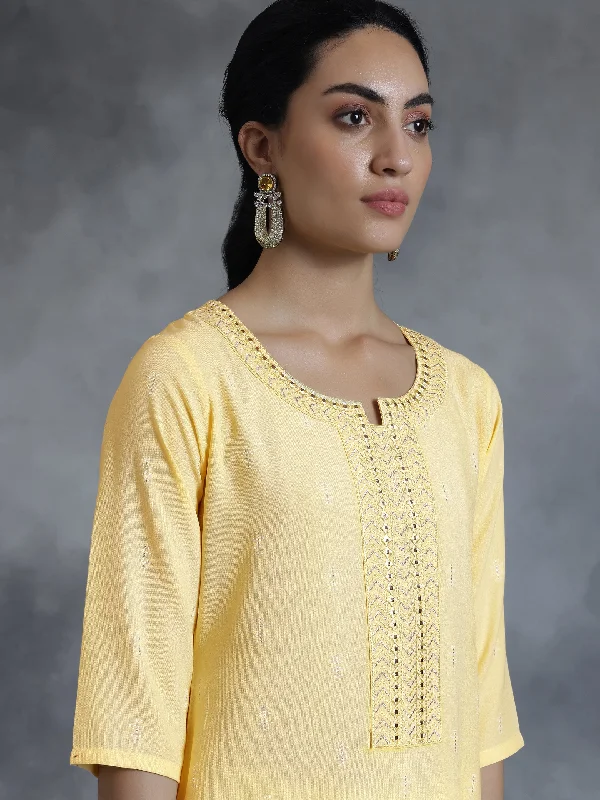 Lemon  Cotton Straight Kurta