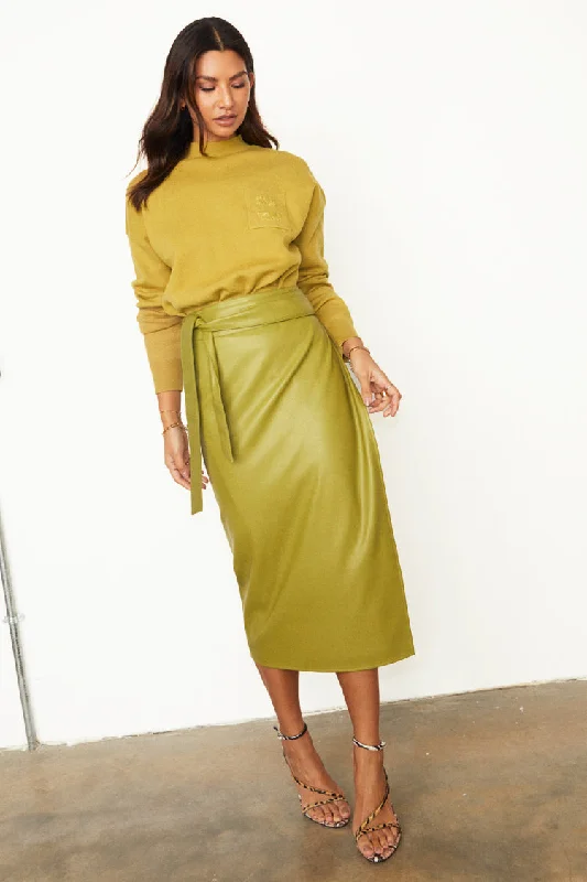 Lime Vegan Leather Jaspre Skirt