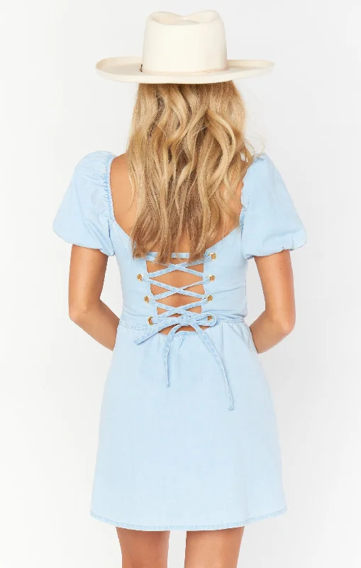 London Lace Up Dress ~ Sea Spritz