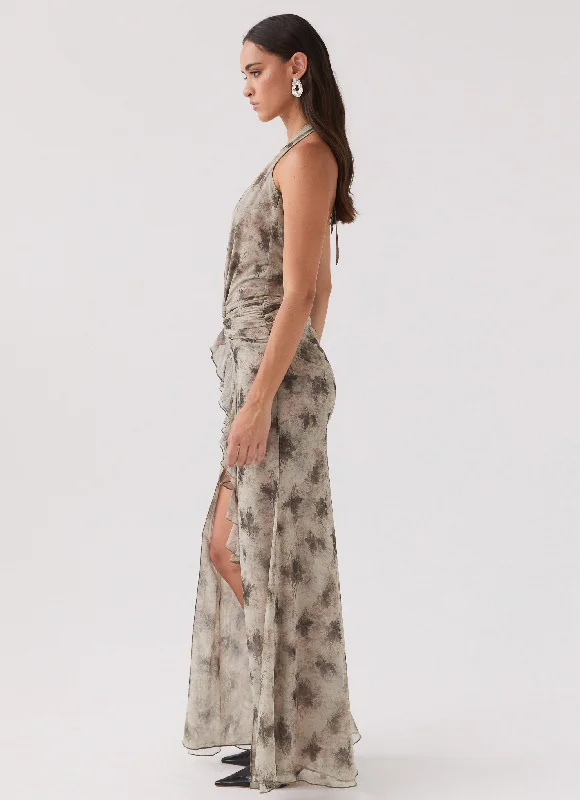 Matilda Halterneck Maxi Dress - Sage Smoke